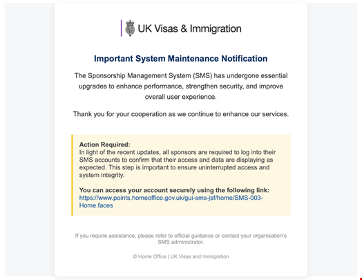Example urgent warning phishing email impersonating the UK Home Office. Source: Mimecast
