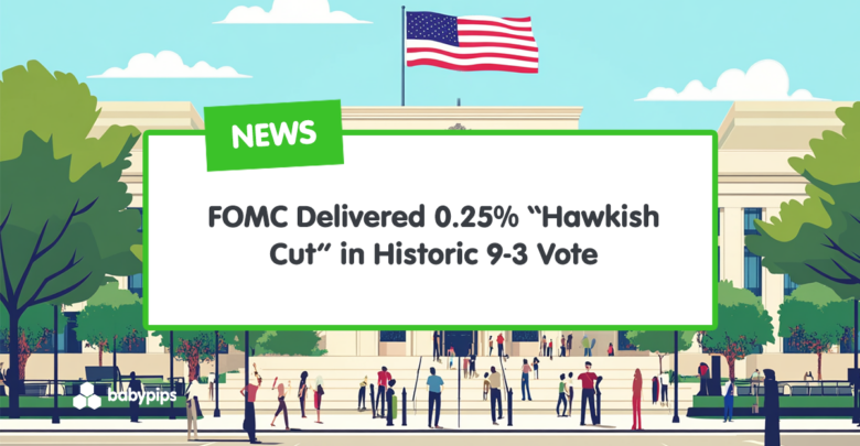 FOMC Delivered 0.25% “Hawkish Cut” in Historic 9-3 Vote